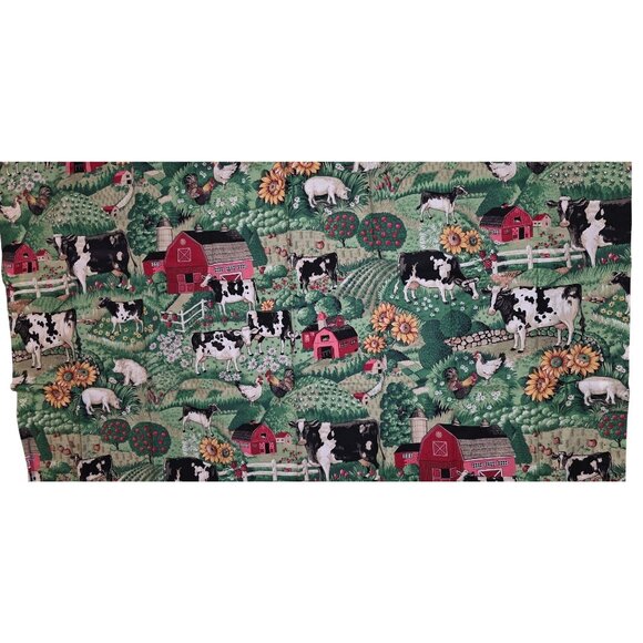 Kitchen Curtains w/ Valance Farm-Themed Cow & Barnyard Print 2ft W Valance 34L - Picture 8 of 8
